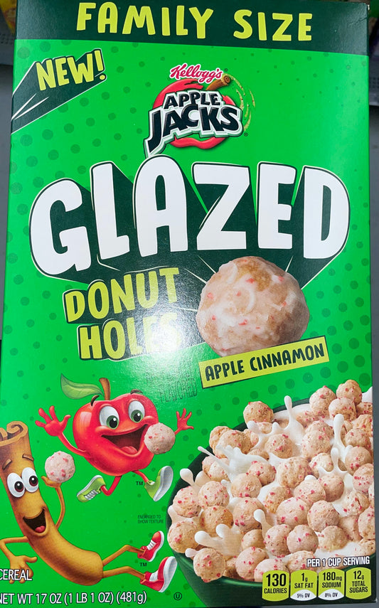 Apple Jacks Glazed Apple Cinnamon Donut Holes Cereal Kelloggs 481g
