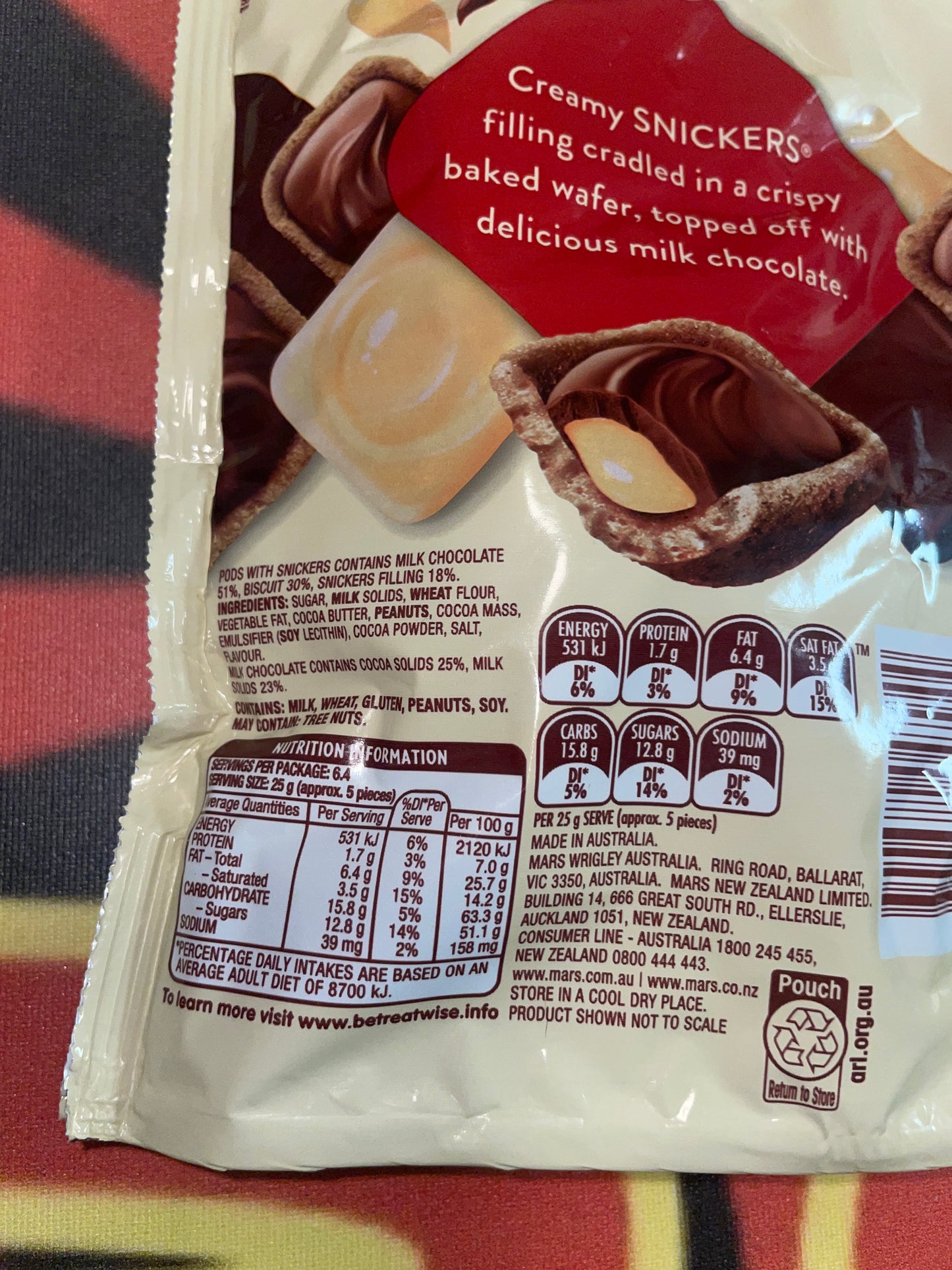 Snickers Pods Chocolate Candy (Australia) 160g