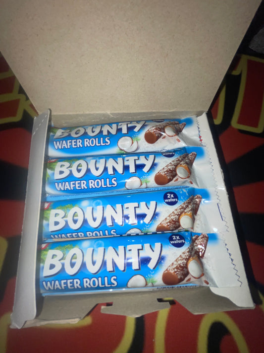 Bounty Chocolate Wafer Rolls Coconut Centre (UK) 4 Wafer Rolls