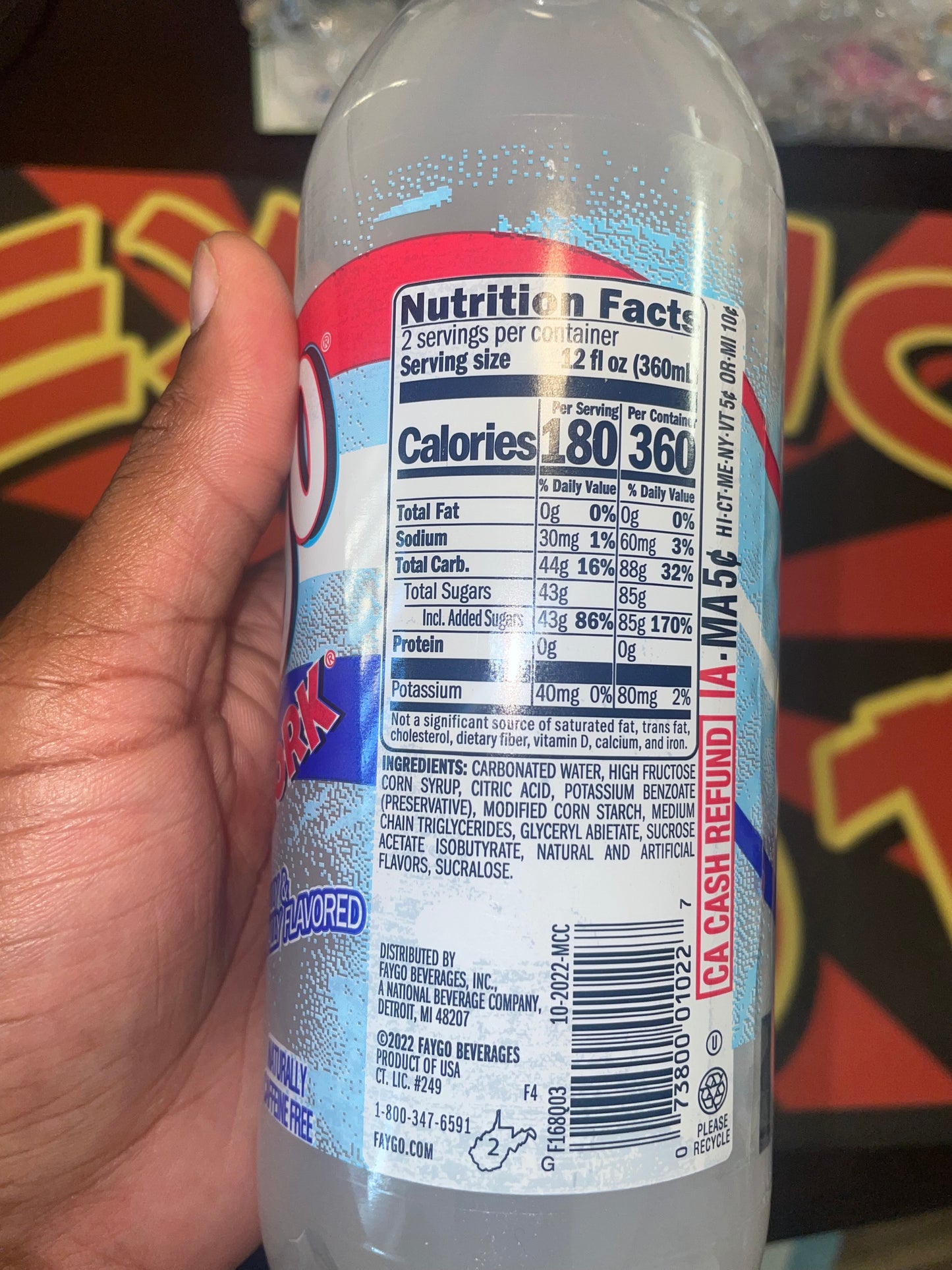 Faygo Fireworks Flavor 24oz Soda Bubbly Drink Sweet Ice Cream Flavor Ice Pop Flavored