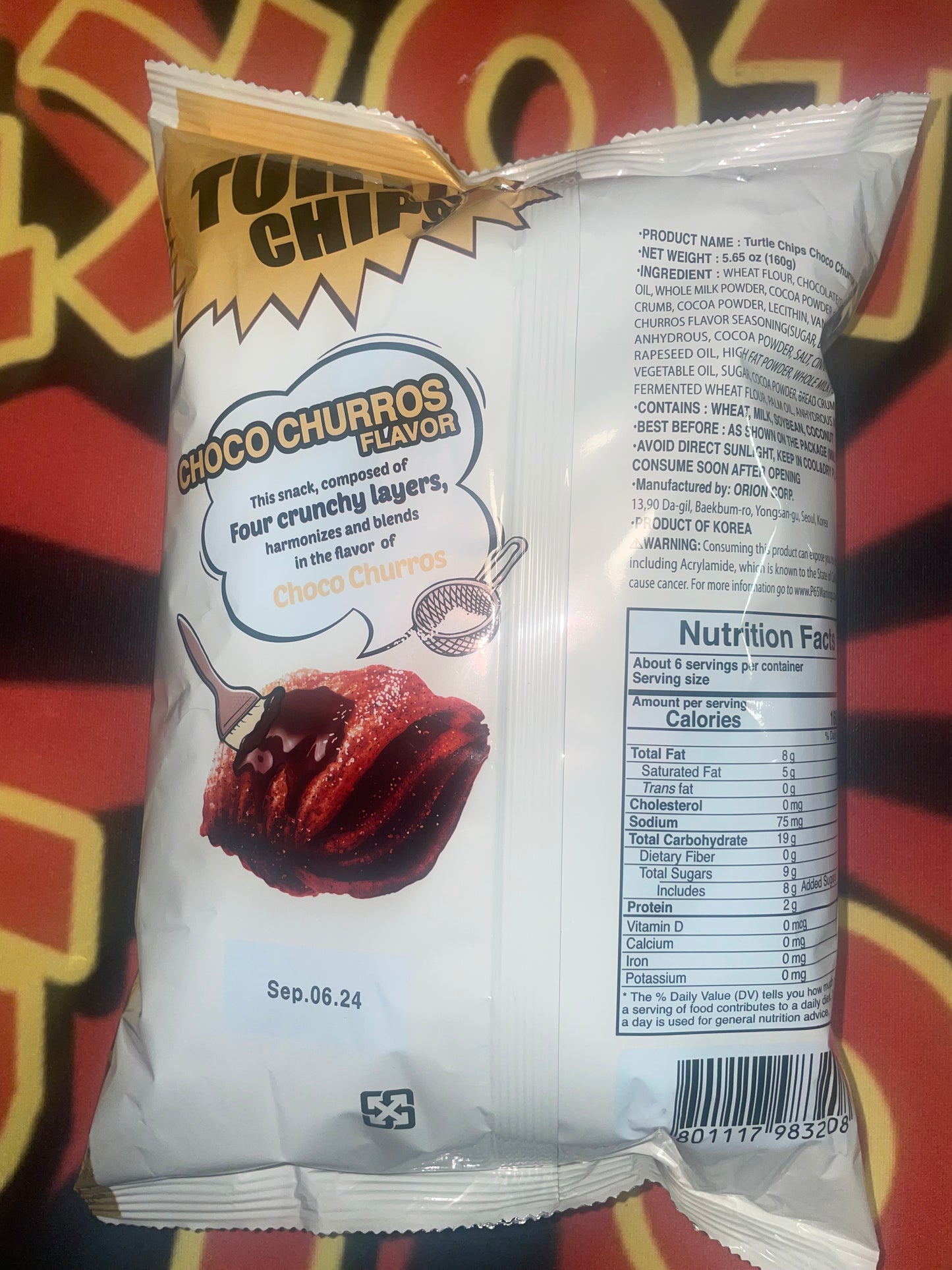 Orion Turtle Chip Churros, Choco Flavor 5.64oz