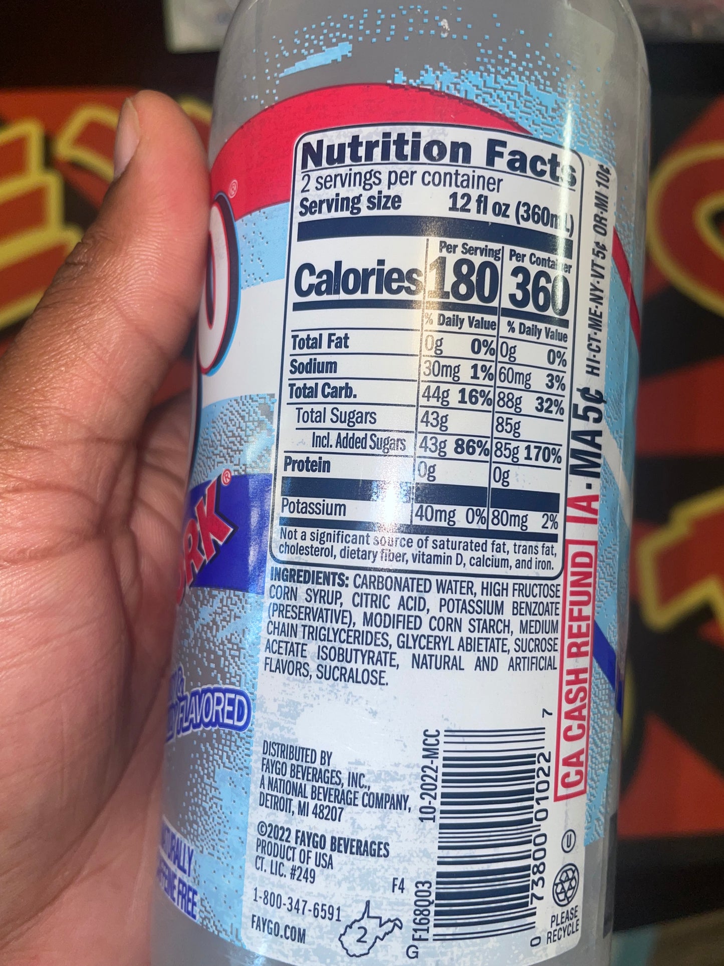 Faygo Fireworks Flavor 24oz Soda Bubbly Drink Sweet Ice Cream Flavor Ice Pop Flavored