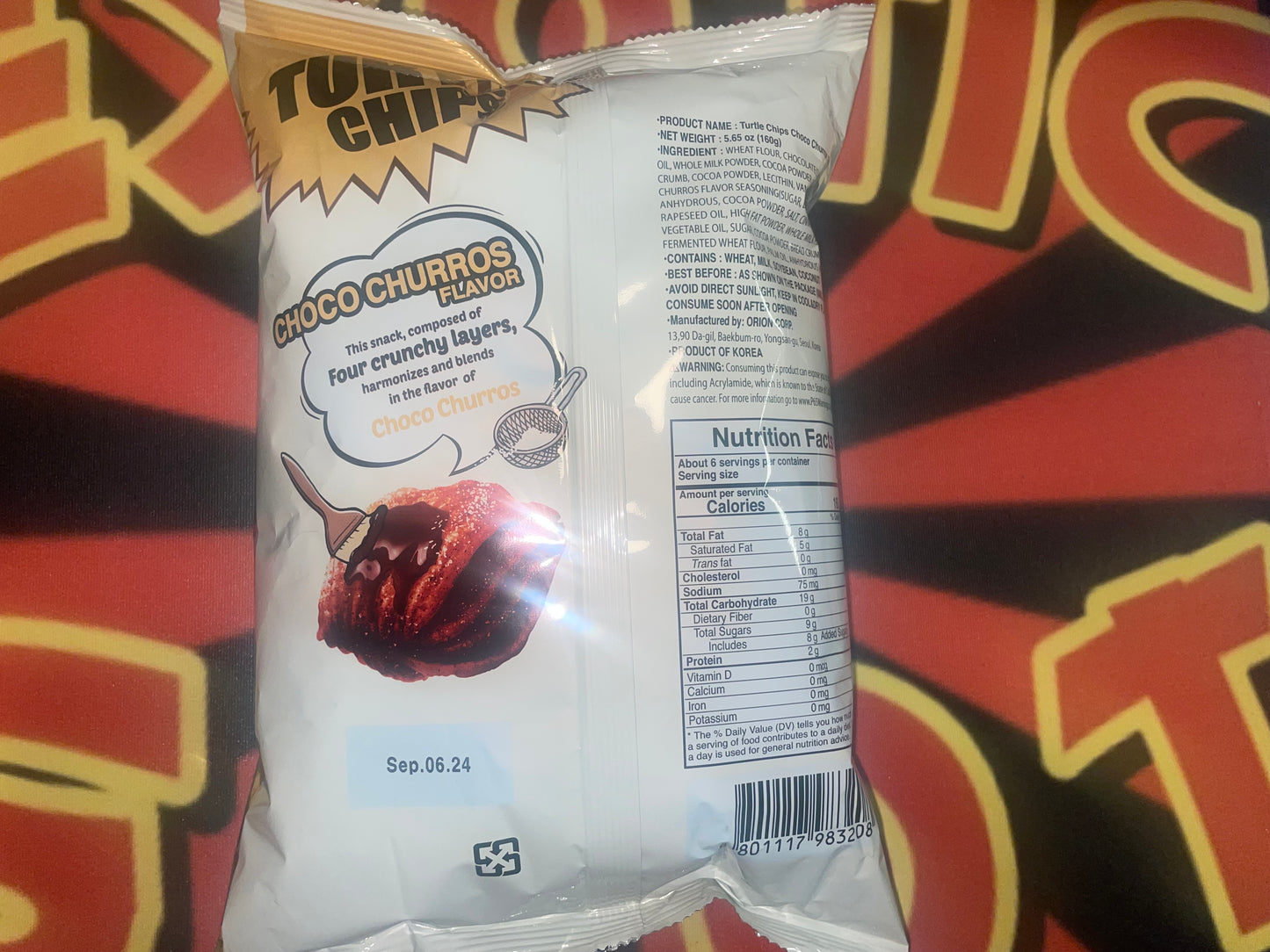 Orion Turtle Chip Churros, Choco Flavor 5.64oz