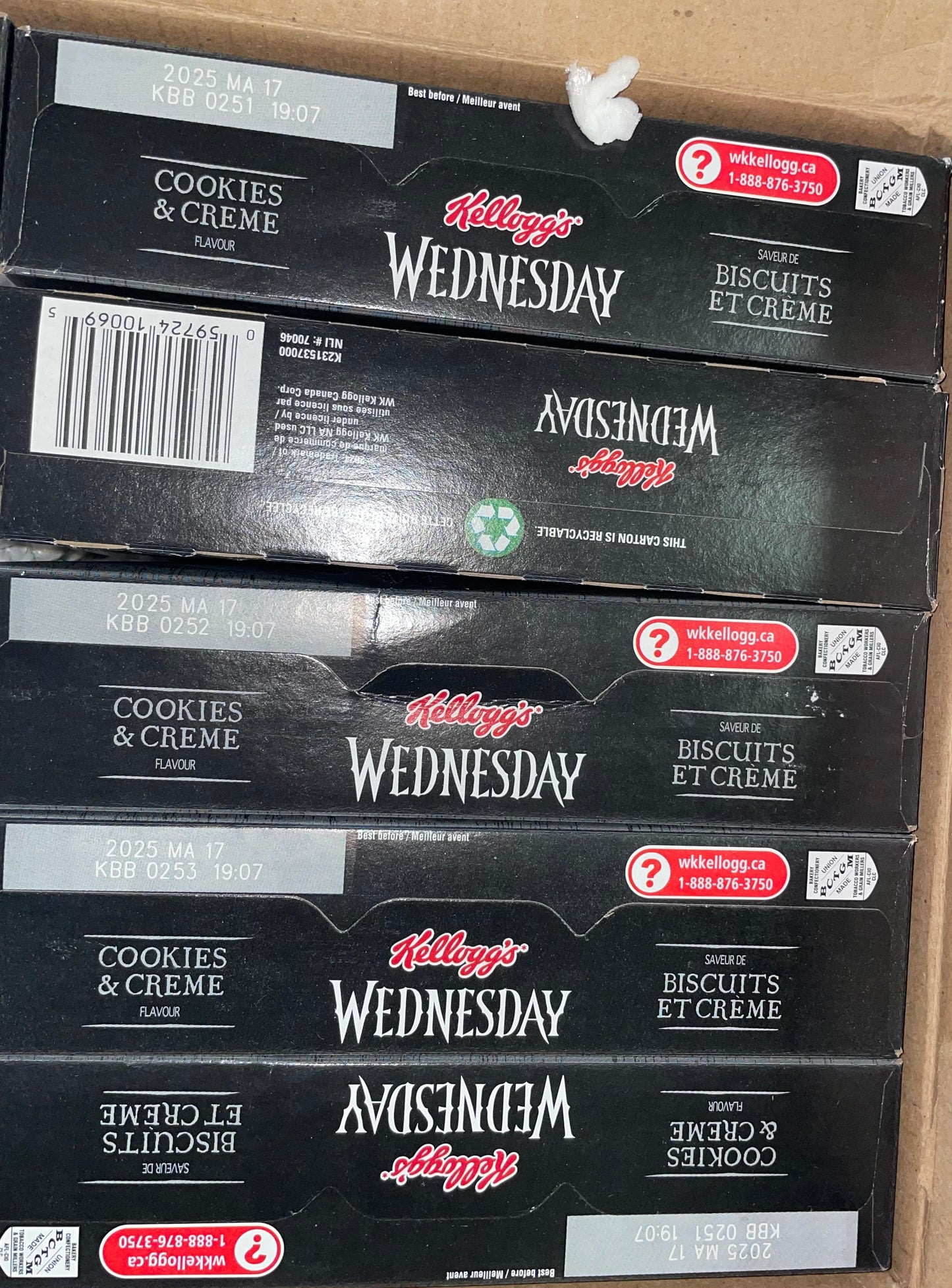 Wednesday Addams Cookies and Creme Flavoured Cereal Kelloggs (United Kingdom) Sweet Crunchy Corn Cereal Sweet 227g