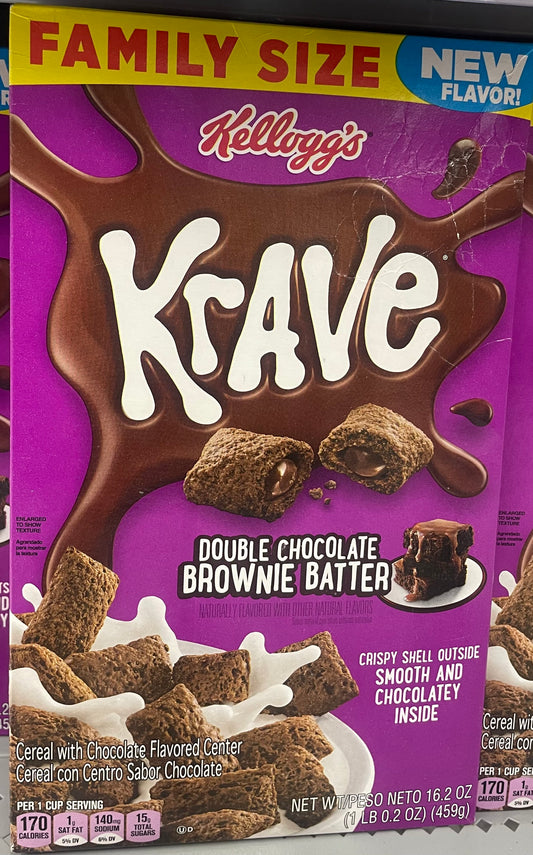 Krave Double Chocolate Brownie Batter Kelloggs Cereal Family Size