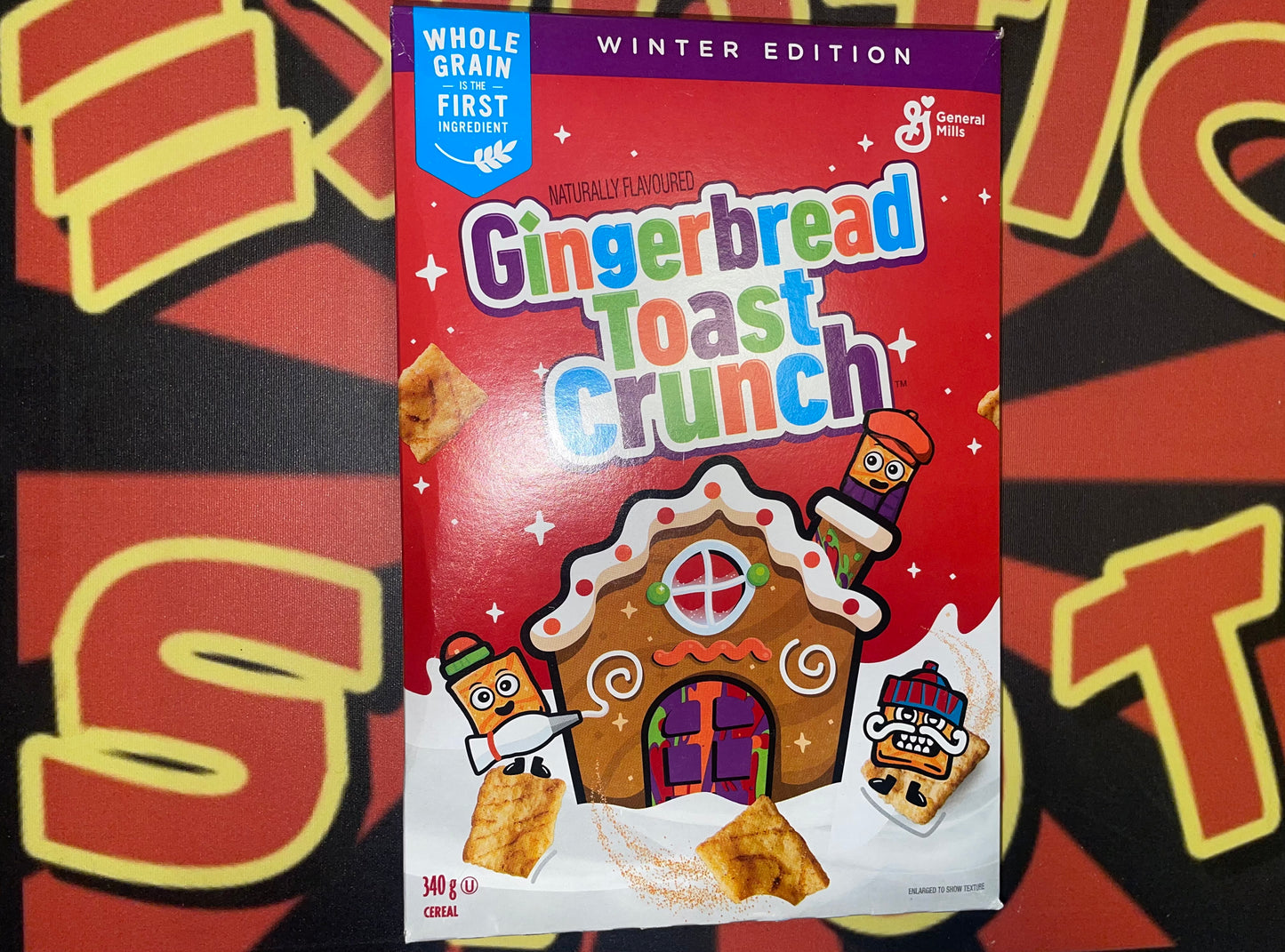 Gingerbread Toast Crunch Cereal Gingerbread Man Cookie Winter Limited Edition Cold Cereal Snack 340g (Canada)