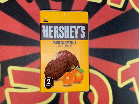 Hersheys Mandarin Waffle Orange Flavored Chocolate Snack (Korea) Crunchy 2 Packs Inside 55g