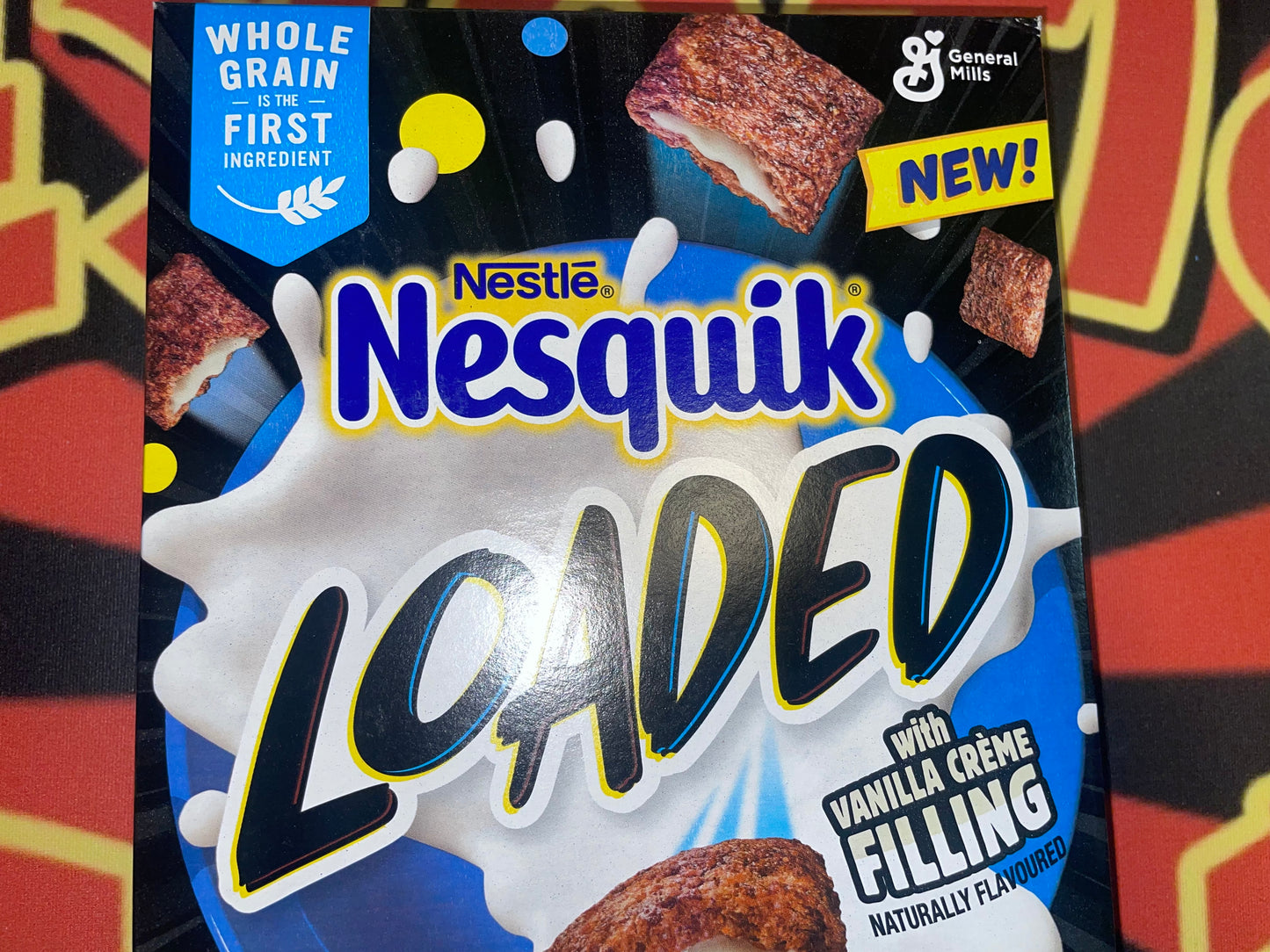 Nesquik Loaded with Vanilla Creme Filling Cereal Nestle General Mills Cold Cereal New 368g