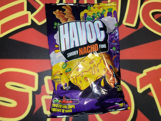 Havoc Smoky Nacho Fume Crunch Twisted Corn Chips Snack (Canada) Spicy Chip Hot Fiery Snacks 232g