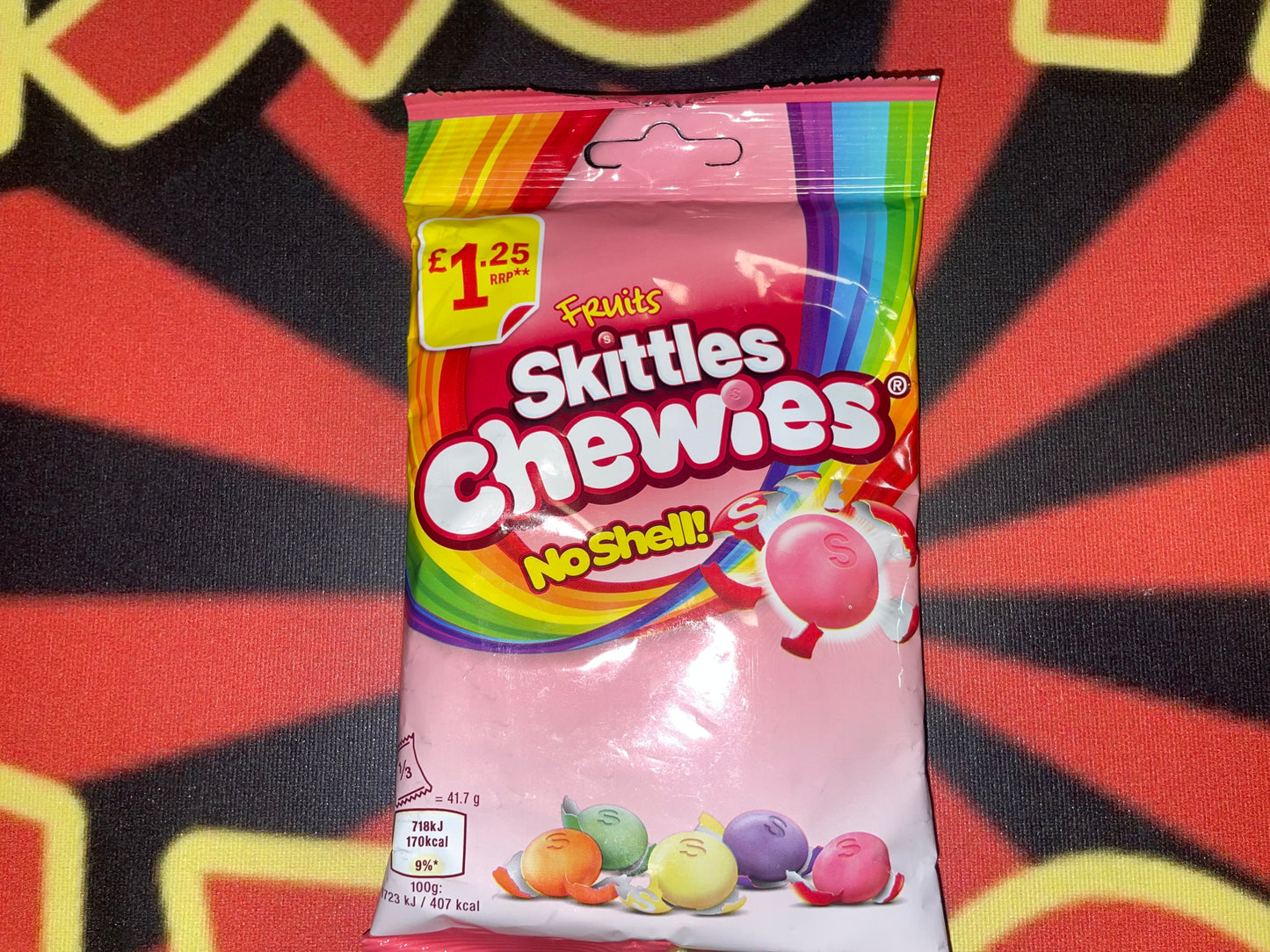 Skittles Chewies Fruits No Shell Chewy Candy Candies Orange Lemon Lime Blackcurrant Strawberry Flavor Flavored Flavors Snack (United Kingdom)