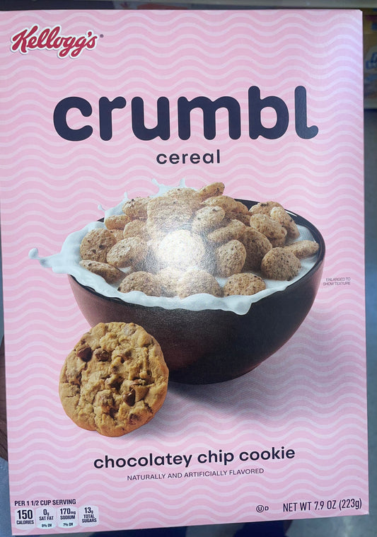 Crumbl Chocolatey Chip Cookie Cereal Kelloggs Chocolate Chips Limited Edition Snack Cold Cereal 223g Breakfast