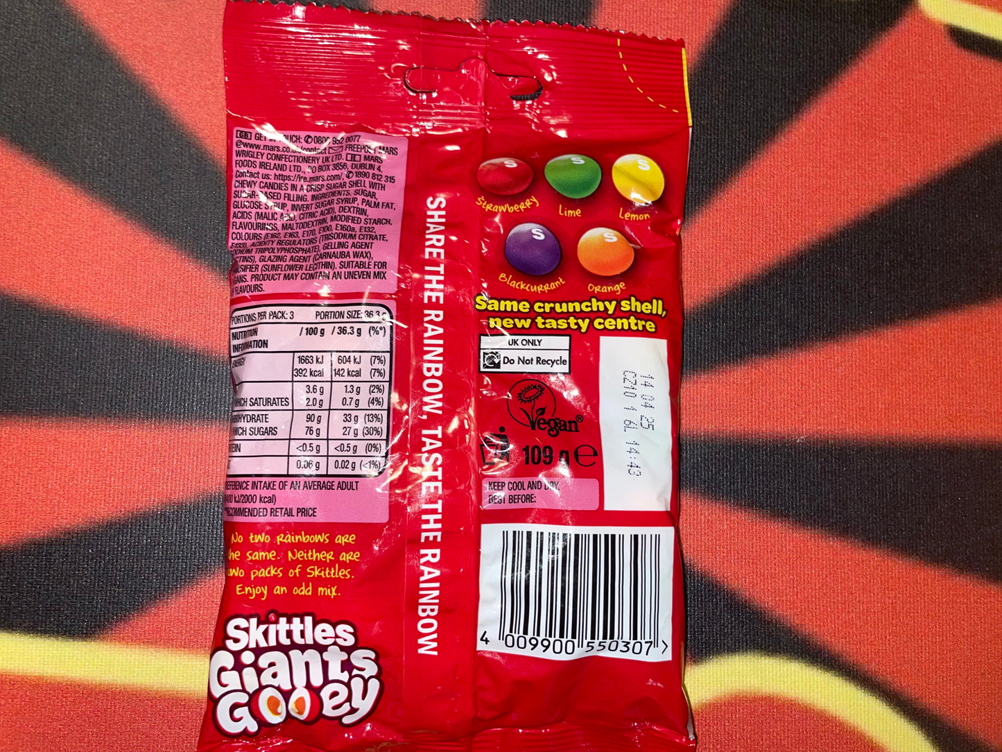 Skittles Giants Gooey Fruits UK Candies Candy Chewy Chewies Sweet Gift Snack Box