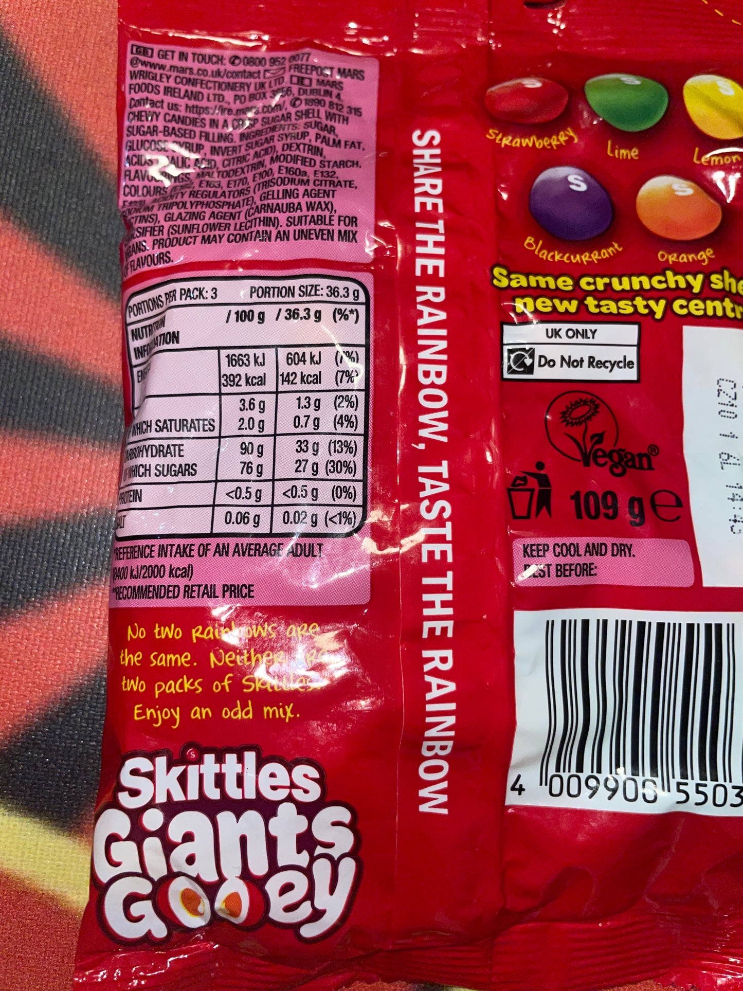 Skittles Giants Gooey Fruits UK Candies Candy Chewy Chewies Sweet Gift Snack Box